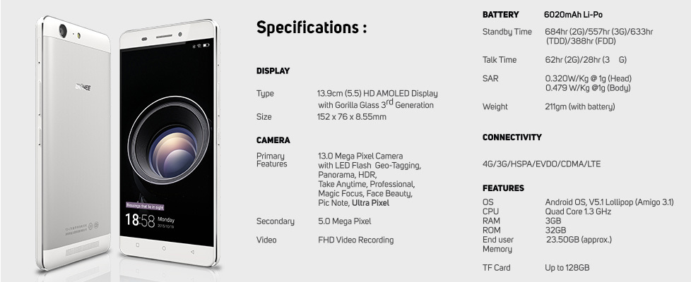 flipkart-gionee-marathon-m5-smartphone-maximum-battery-life-android-india-specs-sheet