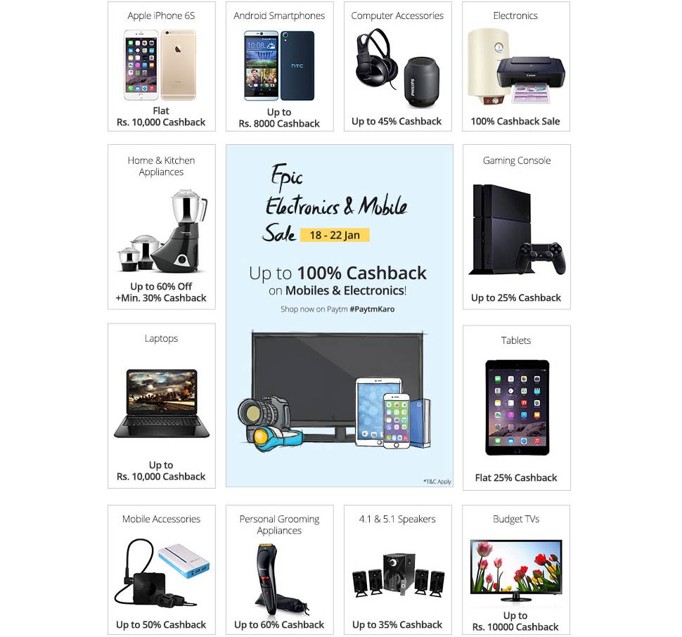 paytm-epic-electronics-mobiles-sale-2016-offers-list