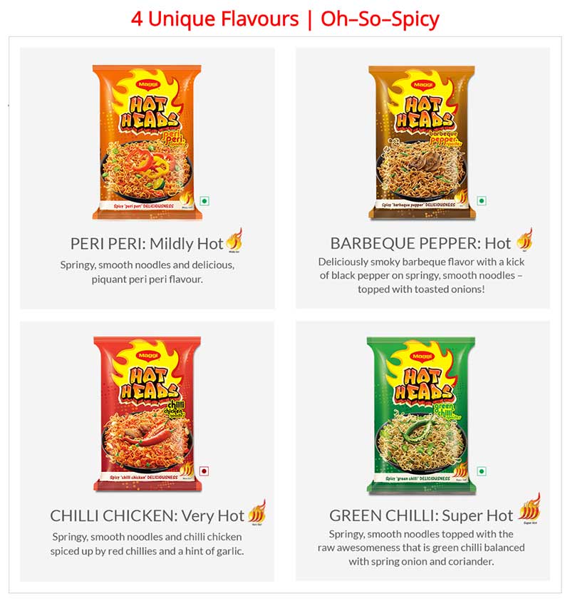 Snapdeal Deal New Maggi Hot Heads in 4 New Flavors Peri Peri