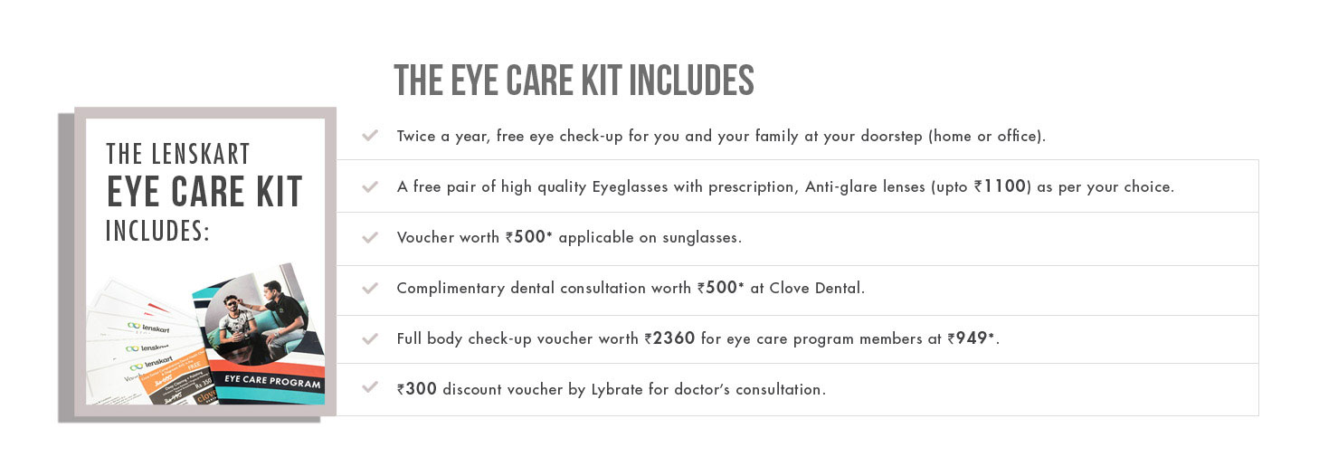 Lenskart Deal Lenskart Yearly Family Eye Care Program Kit at Rs 599 only January 2024