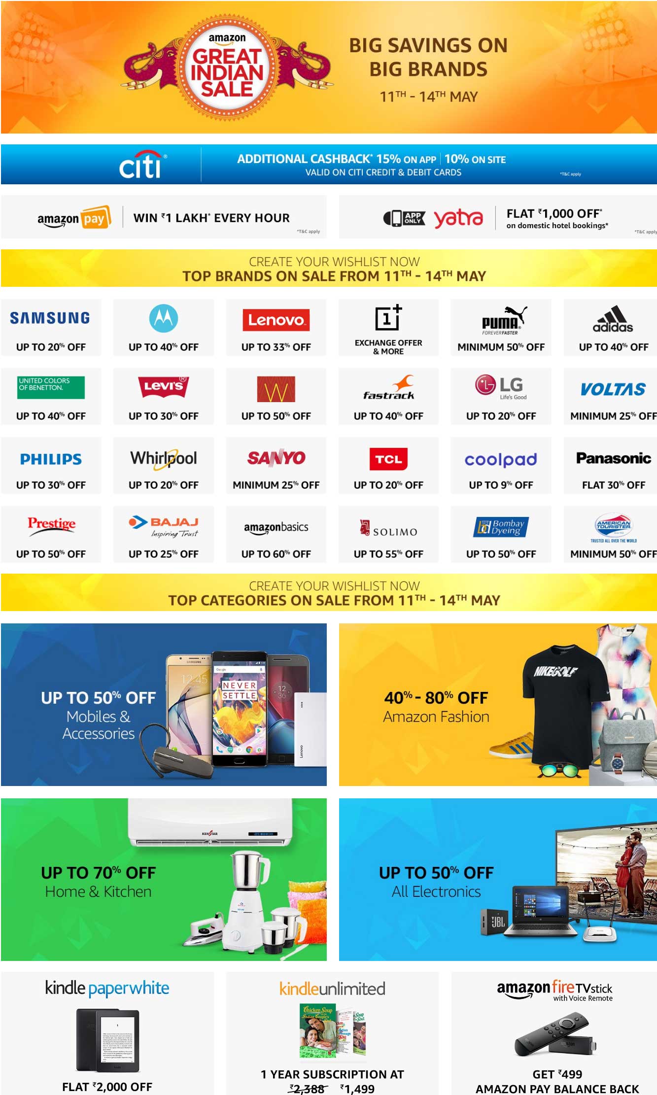 Amazon India Great Indian Sale 11-14 May 2017 | Mega Discounts | 15% OFF Citibank Cards